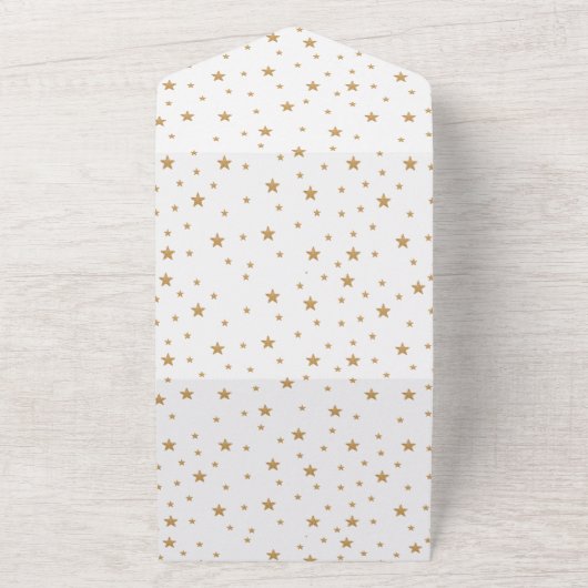 Speciaal Gold Star-Baby shower White All In One Uitnodiging (Buitenkant)