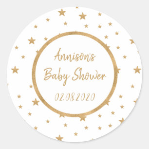 Speciaal Gold Star Glitter Sparkle Baby shower Ronde Sticker