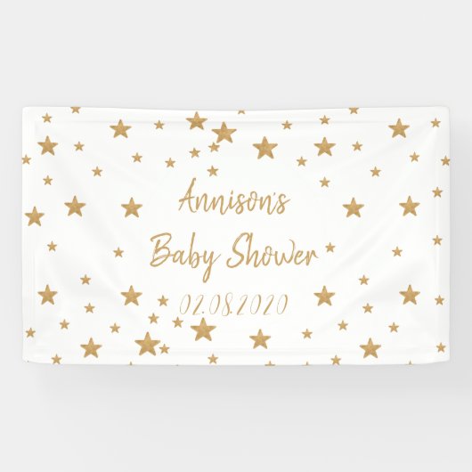 Speciaal Gold Star Glitter Sparkle Baby shower Spandoek (Horizontaal)