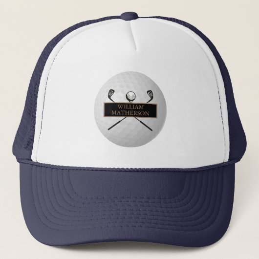 Speciaal goud en zwart Golfbal Trucker Pet (Voorkant)