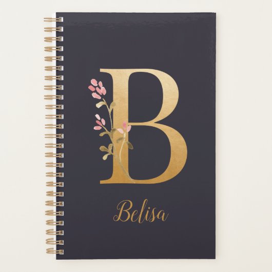 Speciaal goudblauw elegant monogram B Planner (Voorkant)