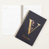 Speciaal goudblauw elegant monogram V Planner (Display)
