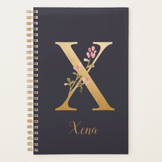Speciaal goudblauw elegant monogram X Planner (Voorkant)
