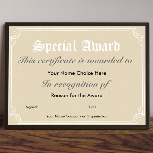 Speciaal gunningscertificaat poster