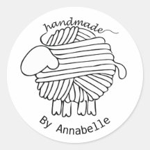 Speciaal "Handmade by"-Sticker van garen