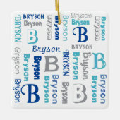 Speciaal herhaalde naam Navy Blue Grey Keramisch Ornament (Voorkant)