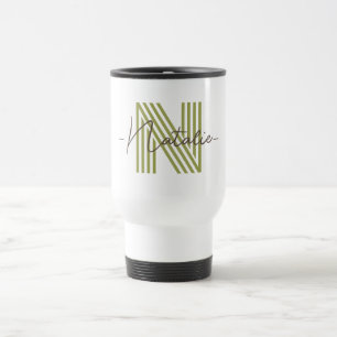Speciaal hoesje Cool initiaal Monogram olijfgroen Reisbeker