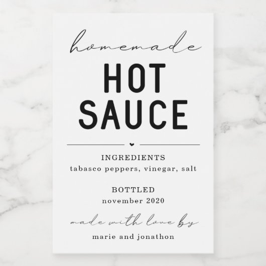 Speciaal Homemade Hot Sauce Label Wijn Etiket (Enkel label)
