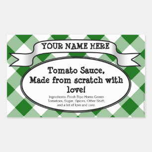 Speciaal inbliksetiket, Groen Gingham Jam Rechthoekige Sticker