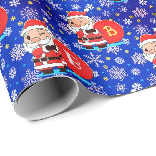 Speciaal Initiaal van het Monogram op Santa Claus  Cadeaupapier (Rol Hoek)