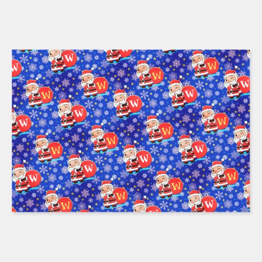 Speciaal Initiaal van het Monogram op Santa Claus  Inpakpapier Vel (Voorkant 2)