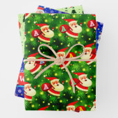 Speciaal Initiaal van het Monogram op Santa Claus  Inpakpapier Vel (In situ)