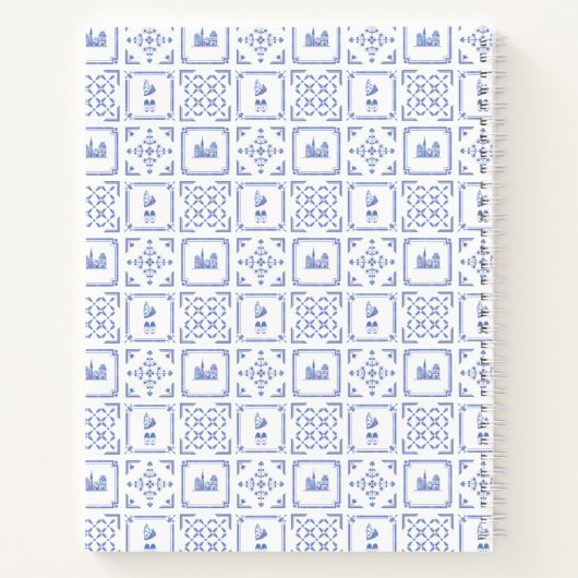 Speciaal journaal van Delft Blue en White Pattern Notitieboek (Achterkant)