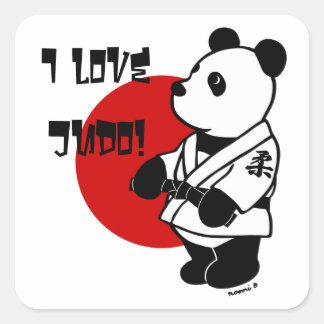 Speciaal Judo Panda Cartoon Black Belt Square Vierkante Sticker