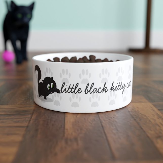 Speciaal Kat met handschoenen Naam zwart kattebord Voerbakje (Creator heeft geüpload)