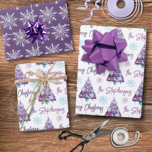 Speciaal kerstboomscript voor lavender Merry Inpakpapier Vel