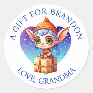 Speciaal kerstcadeautags ronde sticker