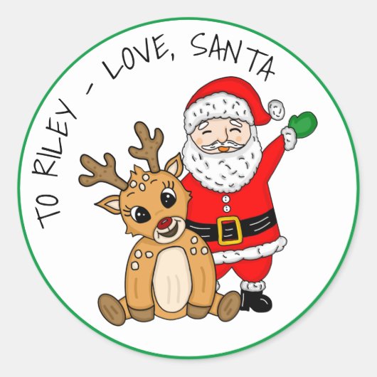 Speciaal kerstcadeautags ronde sticker (Voorkant)