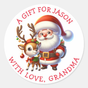 Speciaal kerstcadeautags ronde sticker