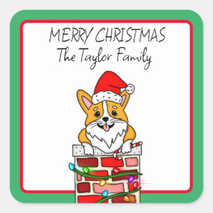 Speciaal kerstfeest in Chimney Vierkante Sticker
