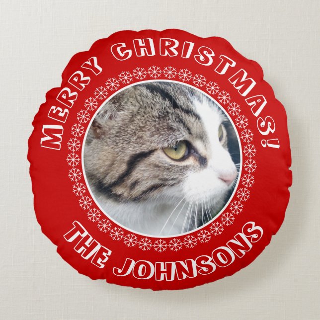 Speciaal kerstfoto-afbeelding rond kussen (Voorkant)