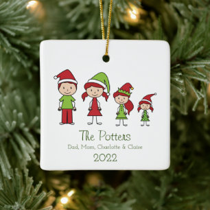 Speciaal kerstkeramisch keramisch nummer voor fami ornament