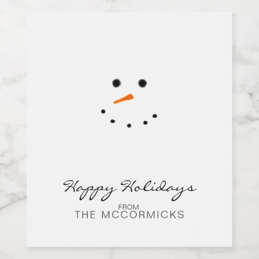 Speciaal kerstminimalistisch Snowman-script Wijn Etiket (Enkel label)