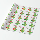 Speciaal kerstnaam Merry Dinosaur Cadeaupapier (Uitgerold)