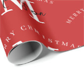 Speciaal kerstrood monogram voor Merry Cadeaupapier (Rol Hoek)