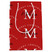 Speciaal kerstrood monogram voor Merry Medium Cadeauzakje (Voorkant)