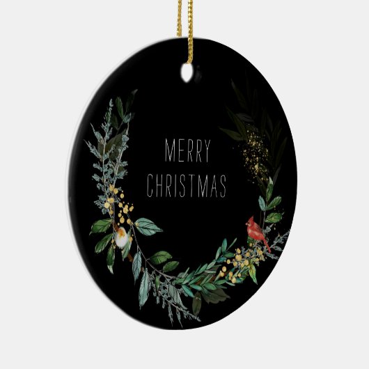 Speciaal kerstwinterscène met Wolfkunst Keramisch Ornament (Rechts)