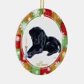 Speciaal kerstzwarte labrador Puppy Keramisch Ornament (Rechts)