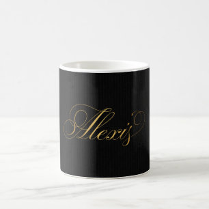 Speciaal klassiek script Alexis Gold Black Koffiemok