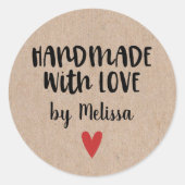 Speciaal Kraft Handmade with Love Ronde Sticker (Voorkant)