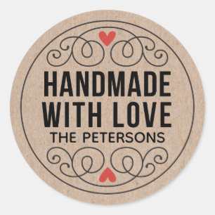 Speciaal Kraft Handmade with Love Ronde Sticker