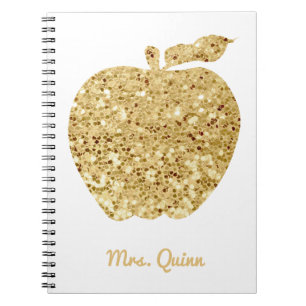 Speciaal leraar Gold Faux Sequin Apple Glam Notitieboek