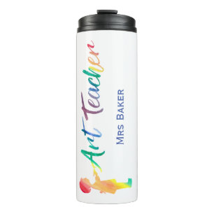 Speciaal leraar speciale regenboogkunst Waterverf Thermosbeker