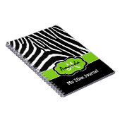 Speciaal Limoen Black White Zebra Stripe Journal Notitieboek (Rechterzijde)