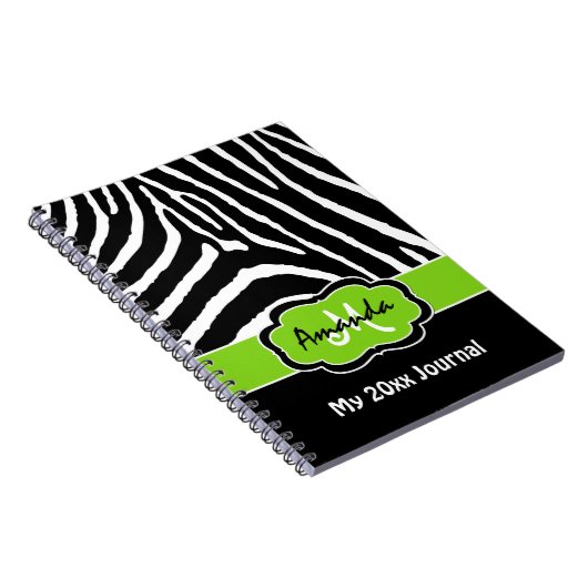 Speciaal Limoen Black White Zebra Stripe Journal Notitieboek (Rechterzijde)
