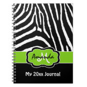Speciaal Limoen Black White Zebra Stripe Journal Notitieboek (Voorkant)