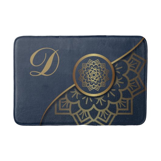 Speciaal Luxe Gold Mandala Art Blue Badmat (Voorkant)