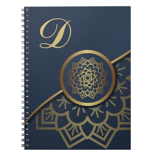Speciaal Luxe Gold Mandala Art Blue Notitieboek (Voorkant)