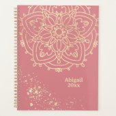 Speciaal Mandala Roos Roze Gold Meditation Planner (Voorkant)