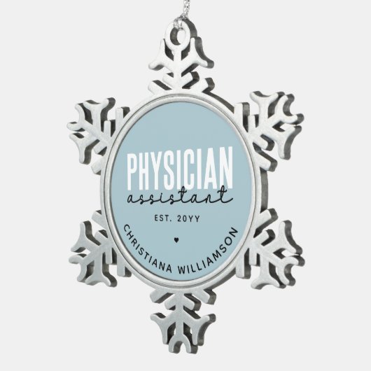 Speciaal medisch assistent PA-Afstuderen Tin Sneeuwvlok Ornament (Rechts)