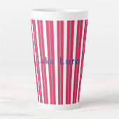 Speciaal meer of bleekrood gestripte afkorting latte mok (Voorkant)