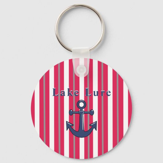 Speciaal meer of strand rood gestreept sleutelhanger (Voorkant)