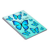 Speciaal met de hand geschilderde blauwe vlinder o notitieboek (Rechterzijde)