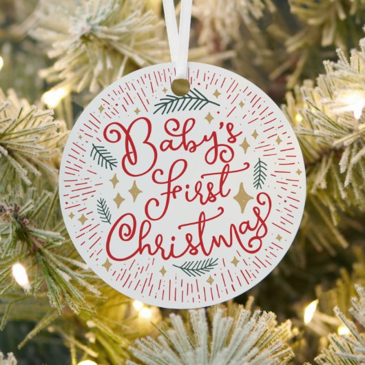 Speciaal met de hand getekende ketch Baby's Eerste Metalen Ornament (Insitu)