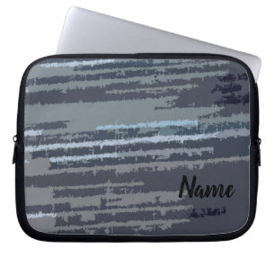 Speciaal modern stijlvol blauw strippatroon laptop sleeve
