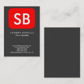 Speciaal Monogram grijs Rood Modern Clean Visitekaartje (Voorkant / Achterkant)